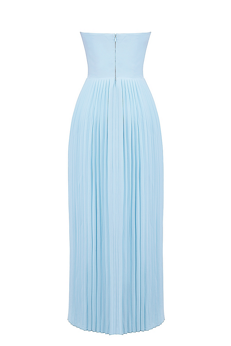 Lola® | Strapless geplooide maxi-jurk met cinch-taille - blauw [Pre-order]