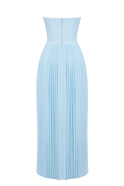 Lola® | Strapless geplooide maxi-jurk met cinch-taille - blauw [Pre-order]