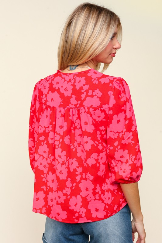 Paula® | Haptics full size blouse met bloemenprint en ballonmouwen