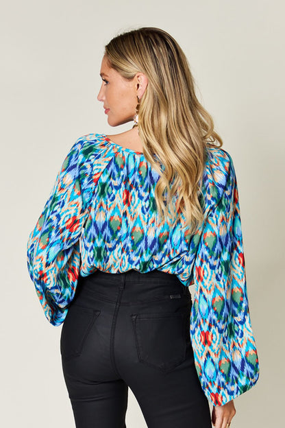 Rosario® | Full size blouse met ballonmouwen en print van Double Take