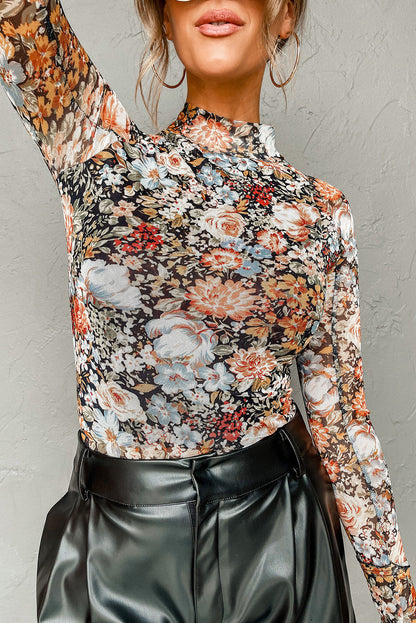 Francisca® | Gebloemde mesh blouse