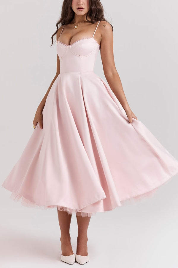 Lotharingen® | Strapless mouwloze maxi-jurk met V-hals en tutu