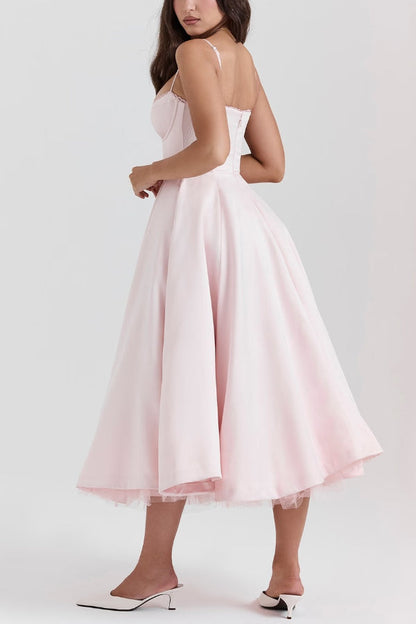 Lotharingen® | Strapless mouwloze maxi-jurk met V-hals en tutu