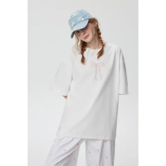 Norma® | Oversized t-shirt met geborduurde strik