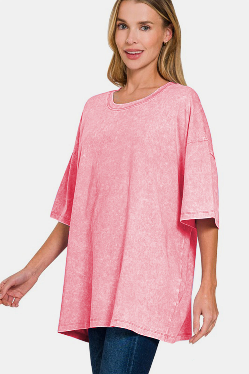 Portia® | Groot gewassen oversized T-shirt met ronde hals en verlaagde schouders