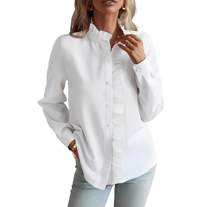 Nerea® | Blouse met ruches en hangende knopen