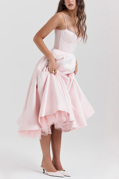 Lotharingen® | Strapless mouwloze maxi-jurk met V-hals en tutu