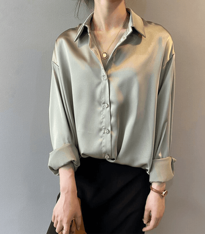 Glenda® | Zijden satijnen blouse met knopen