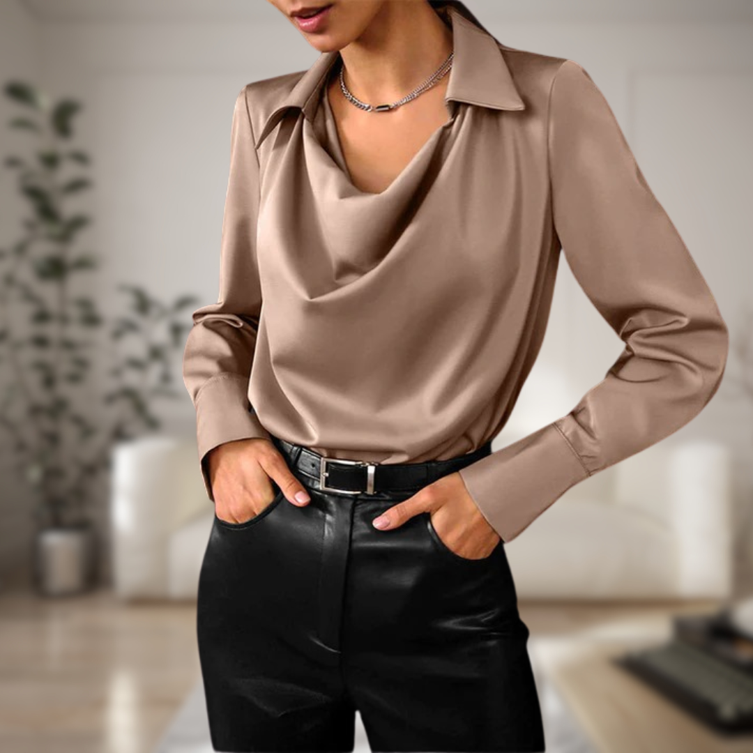 Germaine® | Stijlvolle satijnen blouse met col