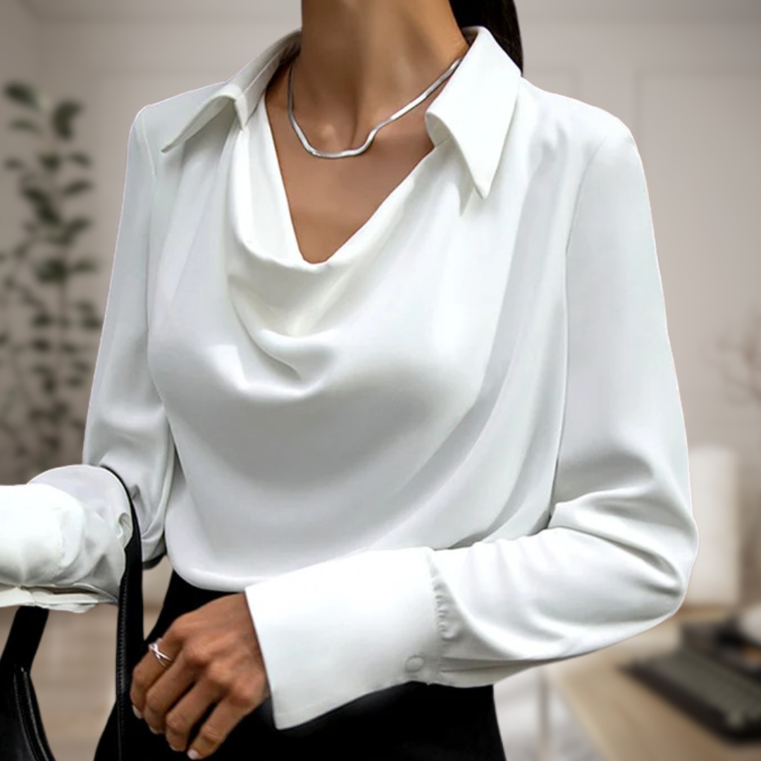 Germaine® | Stijlvolle satijnen blouse met col